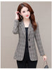2023 Autumn Winter Women Blazers Lattice Slim Casual Suit Coat Turn-down Collar Single Breasted Blazers Female Tops