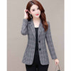 2023 Autumn Winter Women Blazers Lattice Slim Casual Suit Coat Turn-down Collar Single Breasted Blazers Female Tops
