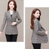 2023 Autumn Winter Women Blazers Lattice Slim Casual Suit Coat Turn-down Collar Single Breasted Blazers Female Tops