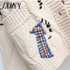2023 Autumn Winter Women Cardigan Warm Knitted Sweater Jacket Pocket Embroidery Knit Cardigans Coat Lady Loose Sweaters