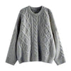 2023 Autumn Winter Women Knitted Pullovers Sweaters White Grey O-Neck Warm Oversized Loose Casual Jumpers Harajuku Ladies Top