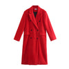 2023 Autumn Winter Women Solid Long Woolen Jackets Coat Double Breasted Thicken Long Sleeve Vitnage Overcoat Outwear