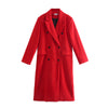 2023 Autumn Winter Women Solid Long Woolen Jackets Coat Double Breasted Thicken Long Sleeve Vitnage Overcoat Outwear