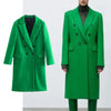 2023 Autumn Winter Women Solid Long Woolen Jackets Coat Double Breasted Thicken Long Sleeve Vitnage Overcoat Outwear
