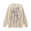 2023 Autumn Winter Women's Harajuku Sweater Casual Loose O-neck Print Basic Oversized Jumper Emo Hip Hop Vintage Knitted Jumpers
