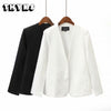 2023 Autumn Women Blazer Black Cape Suit Split Jacket Casual Sleeveless Double-breasted V Neck Female Coat Chic Top Za