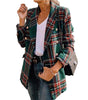 2023 Autumn Women's Plaid Blazer Female Vintage Suits Jacket Top Sets