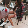 2023 Autumn Women's Plaid Blazer Female Vintage Suits Jacket Top Sets