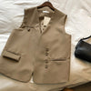 2023 Autumn Women's Vest Suit Sleeveless Waistcoat Korean Loose Casual
