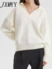2023 Autumn and Winter POLO Collar Pullover Casual Simple Loose Knitted Women's Sweater Women's Clothing