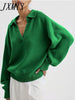 2023 Autumn and Winter POLO Collar Pullover Casual Simple Loose Knitted Women's Sweater Women's Clothing