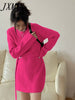2023 Autumn and Winter Knitted Skirt Straight Belt Elegant Age-Reducing Sweater Dress Women's Clothing