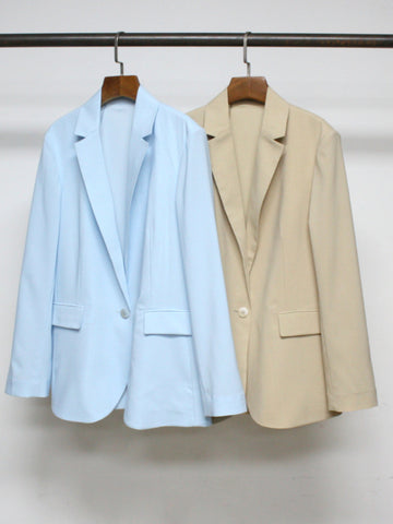 2023 Autumn and Winter Solid Color Suit Collar Single Button Women Long-sleeved Loose Casual Suit Jacket