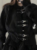 2023 Black Knitted Gothic Cardigan Women Cool Punk Loose Sweater 90s Grunge Jacket Casual All Match Harajuku Y2k Aesthetic Tops