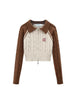 2023 Brown Knitted Women Sweater Shrugs Cropped Top Full Sleeve 90s Y2K Knitwear Pullover Sexy Autumn Winter High Street Outwear