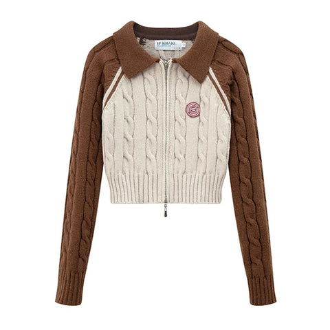 2023 Brown Knitted Women Sweater Shrugs Cropped Top Full Sleeve 90s Y2K Knitwear Pullover Sexy Autumn Winter High Street Outwear