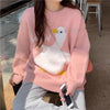2023 Cartoon Duck Letter Sweater Casual O Neck Loose Knitted Jumpers Female Korean Autumn Winter Long Sleeve Pullover Women 90s