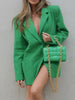 2023 Casual Woman Linen Blazer Green Oversized Cotton Autumn Female Loose Pocket Outwear Ladies Streetwear Blazers