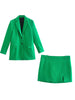 2023 Chic Green Oversized Long Women Blazer V Neck Pockets Office Lady Jackets Female Elegant Women Blazer Two Pcs