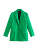 2023 Chic Green Oversized Long Women Blazer V Neck Pockets Office Lady Jackets Female Elegant Women Blazer Two Pcs