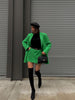 2023 Chic Green Oversized Long Women Blazer V Neck Pockets Office Lady Jackets Female Elegant Women Blazer Two Pcs