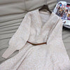 2023 Collection Autumn Winter Knitted Belt Decorated Wool Two Piece Set