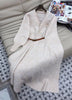 2023 Collection Autumn Winter Knitted Belt Decorated Wool Two Piece Set
