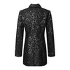 2023 Designer Blazer Women Double Lion Buttons Shawl Collar Glitter Sequined Long Runway Black Spring  New