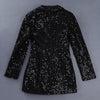 2023 Designer Blazer Women Double Lion Buttons Shawl Collar Glitter Sequined Long Runway Black Spring  New