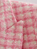 2023 Designer Women's Jacket Pink Check Tweed Blazer Retro Button Long Sleeve Pocket Women Elegant Jacket Top Femme traf