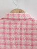 2023 Designer Women's Jacket Pink Check Tweed Blazer Retro Button Long Sleeve Pocket Women Elegant Jacket Top Femme traf