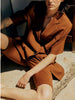 2023 Early Autumn Brown Single-breasted Right-angle Shoulder Short-sleeved Loose Suit Jacket Women Coat