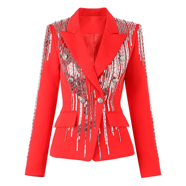 2023 Early Autumn European And American Design Sequins Beaded Heavy Industry Light  Women's Suit