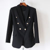 2023 Euramerican Spring Summer Popular Metal Lion Head Double Breasted Notched Office Lady Elegant High End Blazer