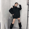 2023 Fahsion Black Off-shoulder Grunge Y2K Emo Hoodies Women Korean Style Streetwear Hooded Sweatshirt Gothic Mall Goth Tops 90s
