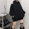 2023 Fahsion Black Off-shoulder Grunge Y2K Emo Hoodies Women Korean Style Streetwear Hooded Sweatshirt Gothic Mall Goth Tops 90s