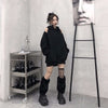 2023 Fahsion Black Off-shoulder Grunge Y2K Emo Hoodies Women Korean Style Streetwear Hooded Sweatshirt Gothic Mall Goth Tops 90s