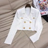 2023 Fall Long Sleeve Elegant Feminine Sexy Style Gold Buttons Slim Fit Skirt Suit