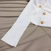 2023 Fall Long Sleeve Elegant Feminine Sexy Style Gold Buttons Slim Fit Skirt Suit