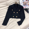2023 Fall Long Sleeve Elegant Feminine Sexy Style Gold Buttons Slim Fit Skirt Suit