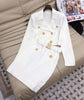 2023 Fall Long Sleeve Elegant Feminine Sexy Style Gold Buttons Slim Fit Skirt Suit