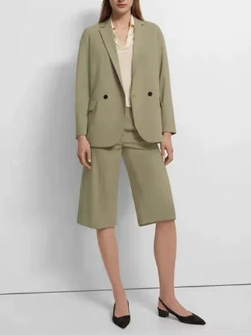 2023 Fall Women's Solid Color Blazer or High Waist Straight Pants Set Ladies Long Sleeves Jacket and Trousers Suit