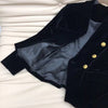 2023 Fall Silk Blend Velour Gold Button Double Breasted Fitted Elegant Feminine Blazer