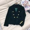 2023 Fall Silk Blend Velour Gold Button Double Breasted Fitted Elegant Feminine Blazer