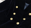2023 Fall Silk Blend Velour Gold Button Double Breasted Fitted Elegant Feminine Blazer
