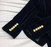 2023 Fall Silk Blend Velour Gold Button Double Breasted Fitted Elegant Feminine Blazer