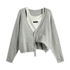 2023 Fall Winter Two-piece Set Vintage Sweater Women's Casual Cardigans V-Neck Button Up Knitted Jackets Oversized Sweater Tops