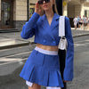 2023 Fall Women Blazer Suit Two Piece Sets Turn-down Collar Blazers Tops and Pleated Skirts Femme High Street Y2K Outfits