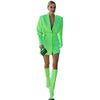 2023 Blogger Fluorescent Green Suit Dress Spring Week Design Waist Hollow Out Long Sleeve Mini Dresses