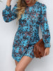 2023 Chiffon Floral Print Street Party Mini Dress Women Casual Elegant Long Sleeve O Neck Dress Ladies High Waist Dress